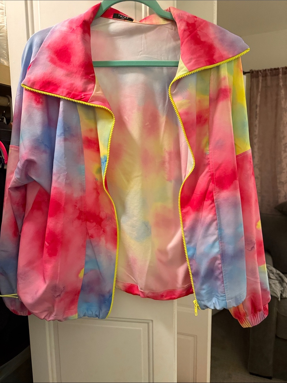 Women's Large  Tie-Dye Windbreaker Jacket - Multicolor